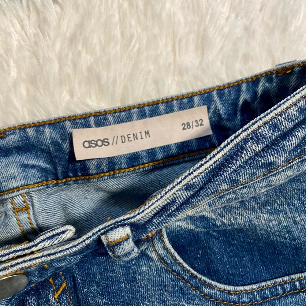 ASOS Denim Ripped Blue High Waisted Jeans - Picture 3 of 4